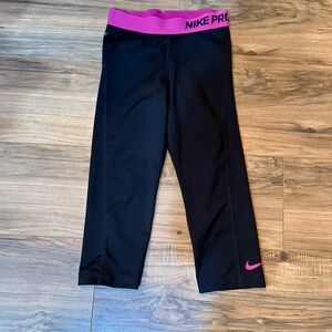 Nike Black and Pink Capris
